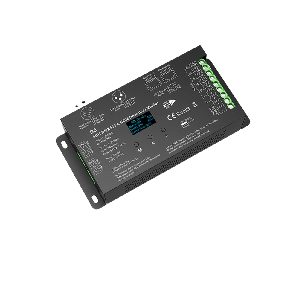 5 Kanal DMX512 & RDM Decoder/Master, LED-strips hos HomeNordic