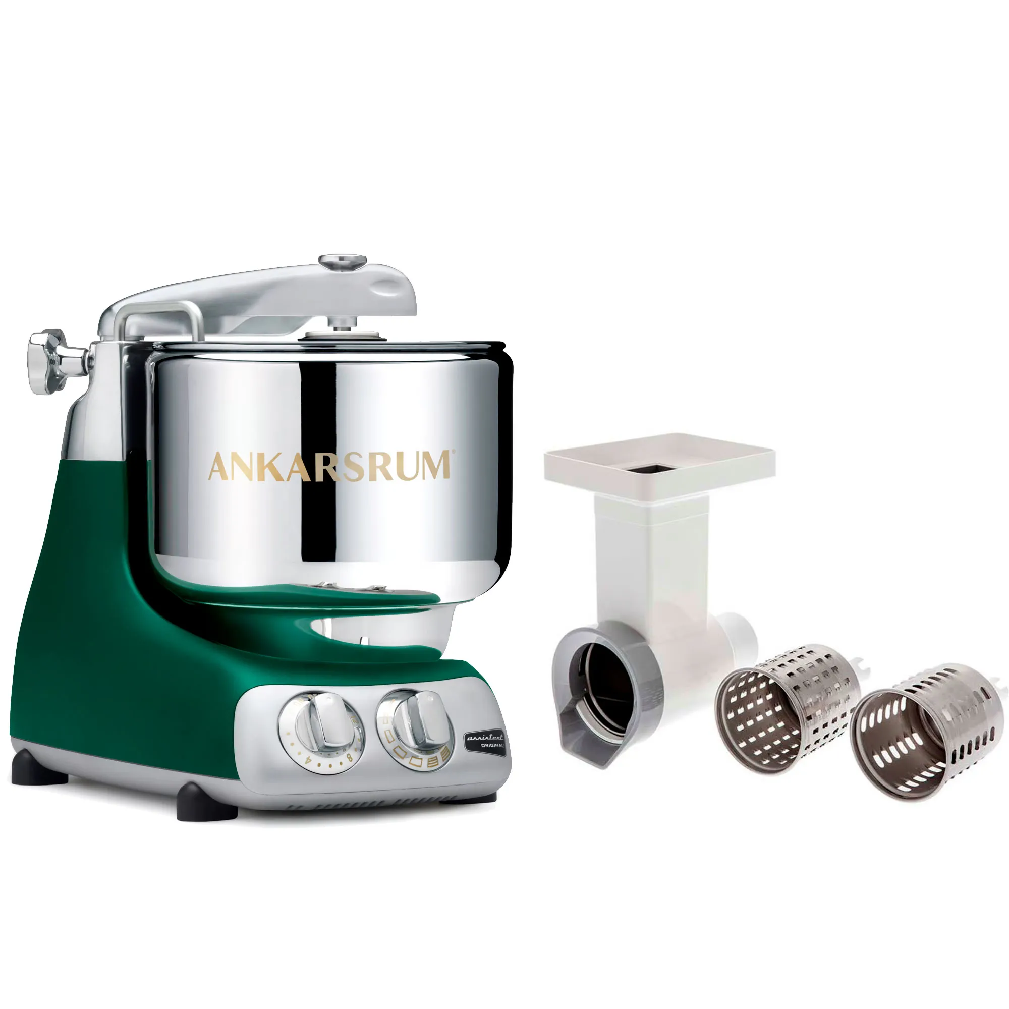 Ankarsrum Assistent Original AKM6230 Forest Green + Grøntsagssnitter, Røremaskiner hos HomeNordic