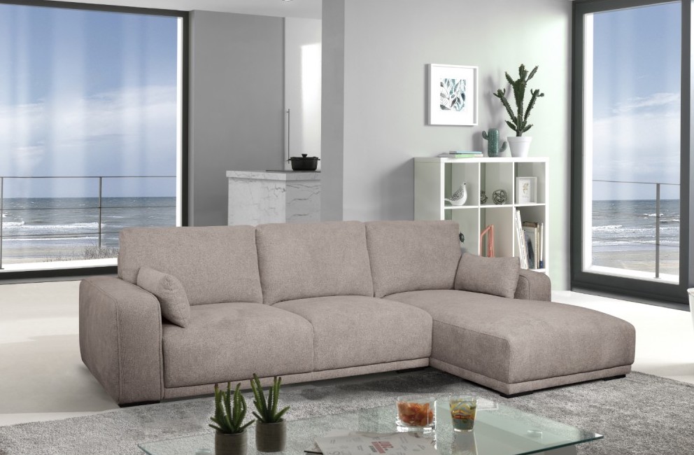 Santa Monica sofa med chaiselong til højre i sandfarvet møbelstof, produktbillede 13 af 13, Sofaer hos HomeNordic