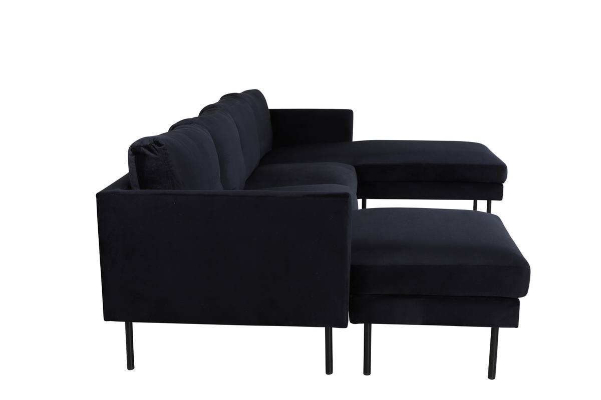 Polar - Sofa i U-form med sort fløjl – billede 12