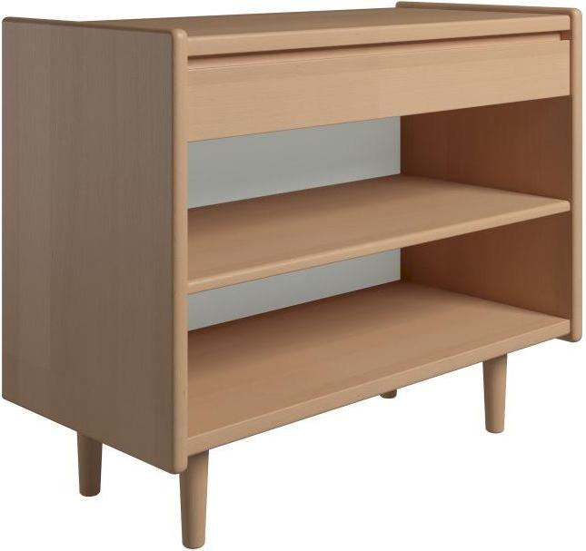 Krone 80 cm bredt sengebord i bøgefiner med 1 skuffe og 1 hylde, Sengeborde hos HomeNordic