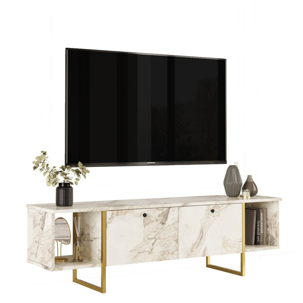 NORDVÄRK Vg30 TV-bord, m. 2 låger og 2 åbne rum, produktbillede 3 af 7, TV-borde hos HomeNordic