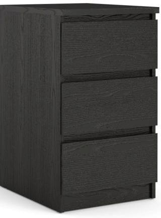Nibe 40 cm smal kommode i sort ask med 3 skuffer., Kommoder hos HomeNordic