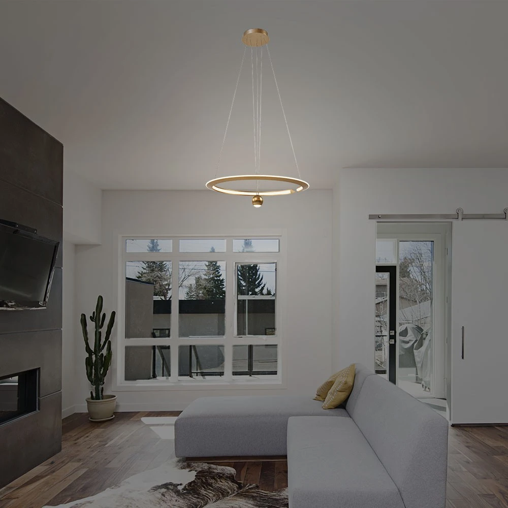 45W LED pendel, Ø60cm, Brush Gold, Pendler hos HomeNordic