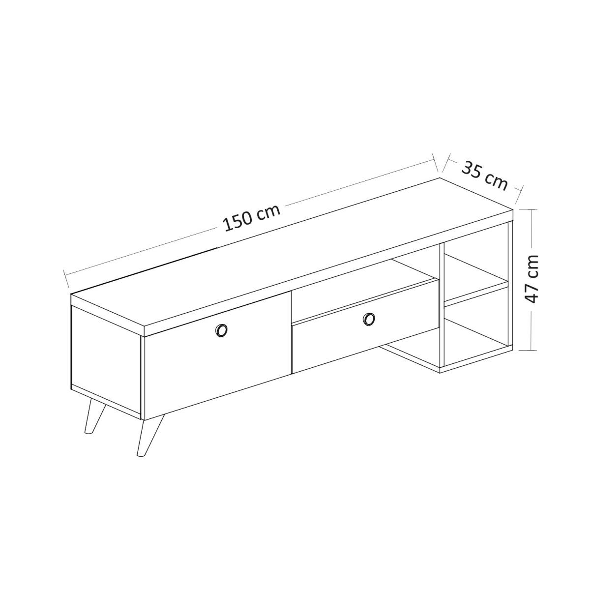 NORDVÄRK Parion TV-bord, m. 2 låger, 1 hylde og 1 rum, produktbillede 2 af 6, TV-borde hos HomeNordic
