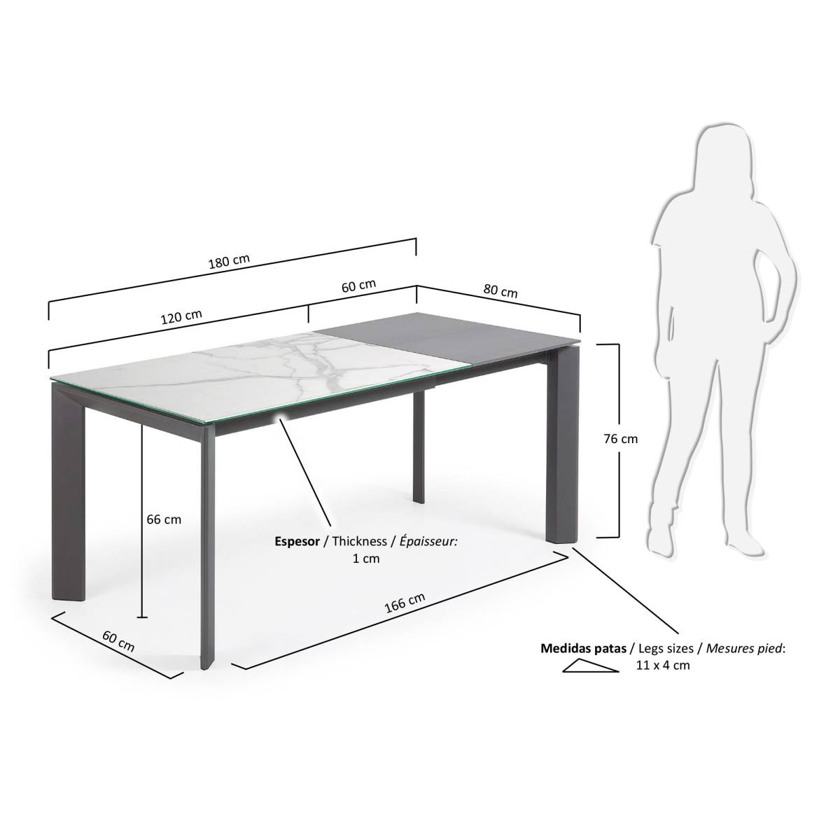 KAVE HOME Axis spisebord, m. butterflybordplade, produktbillede 2 af 4, Spiseborde hos HomeNordic