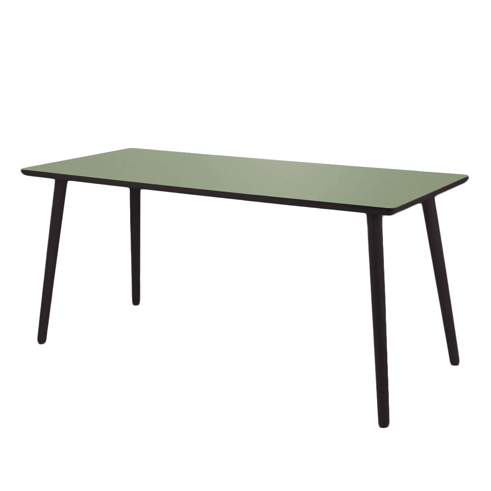 Skrivebord linoleum, Olive, sort kant, Skriveborde hos HomeNordic