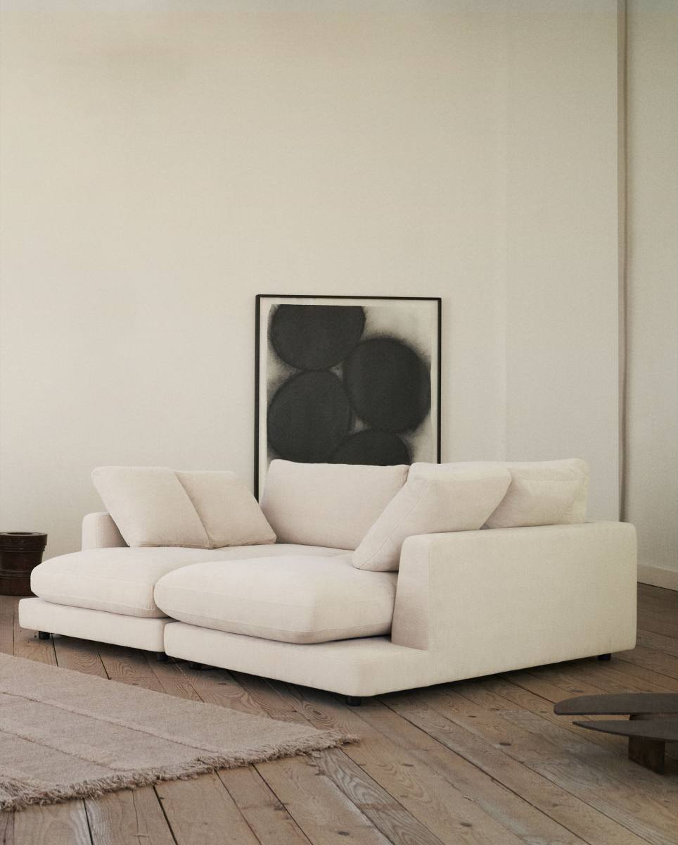 KAVE HOME Gala 3 pers. sofa, m. dobbelt chaiselong - beige stof (210cm) – billede 8