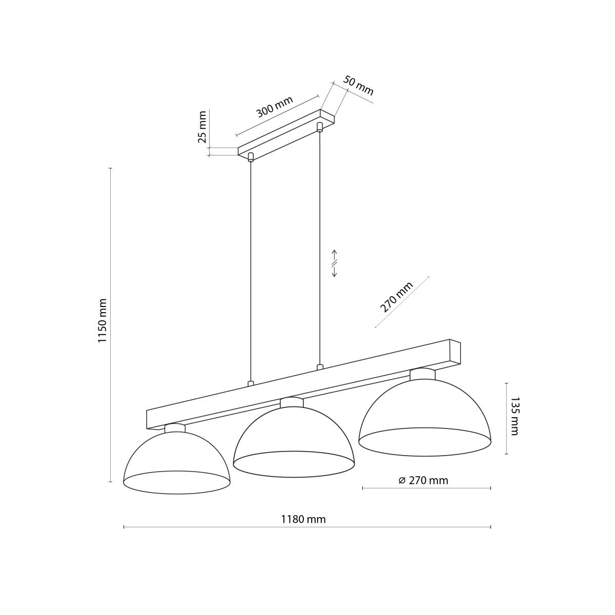 TK Oslo loftlampe, m. 3 skærme, produktbillede 3 af 9, Loftlamper hos HomeNordic