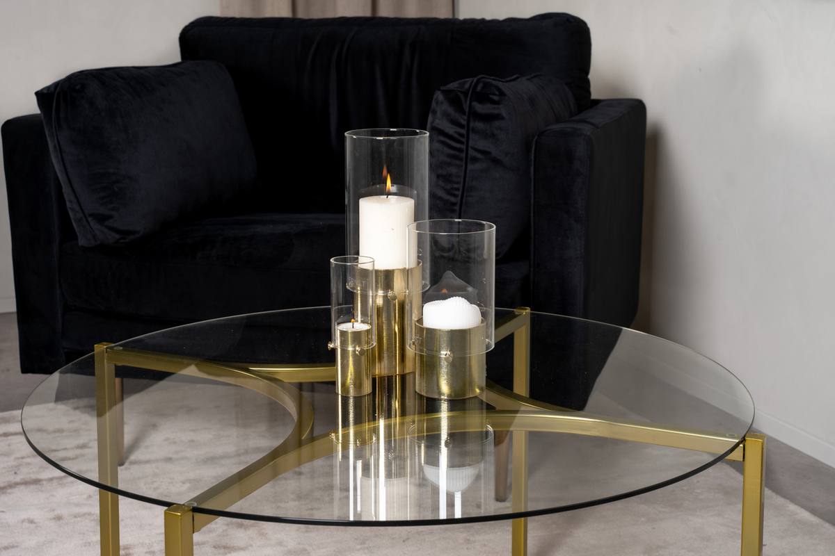 Kyros - Sofabord i guldfarvet metal og glas, produktbillede 6 af 7, Moderne designs hos HomeNordic