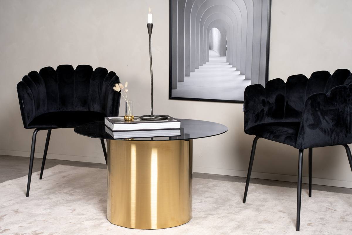 Kreta - Sofabord i guldfarvet cylinderformet metal og glas, produktbillede 3 af 7, Moderne designs hos HomeNordic