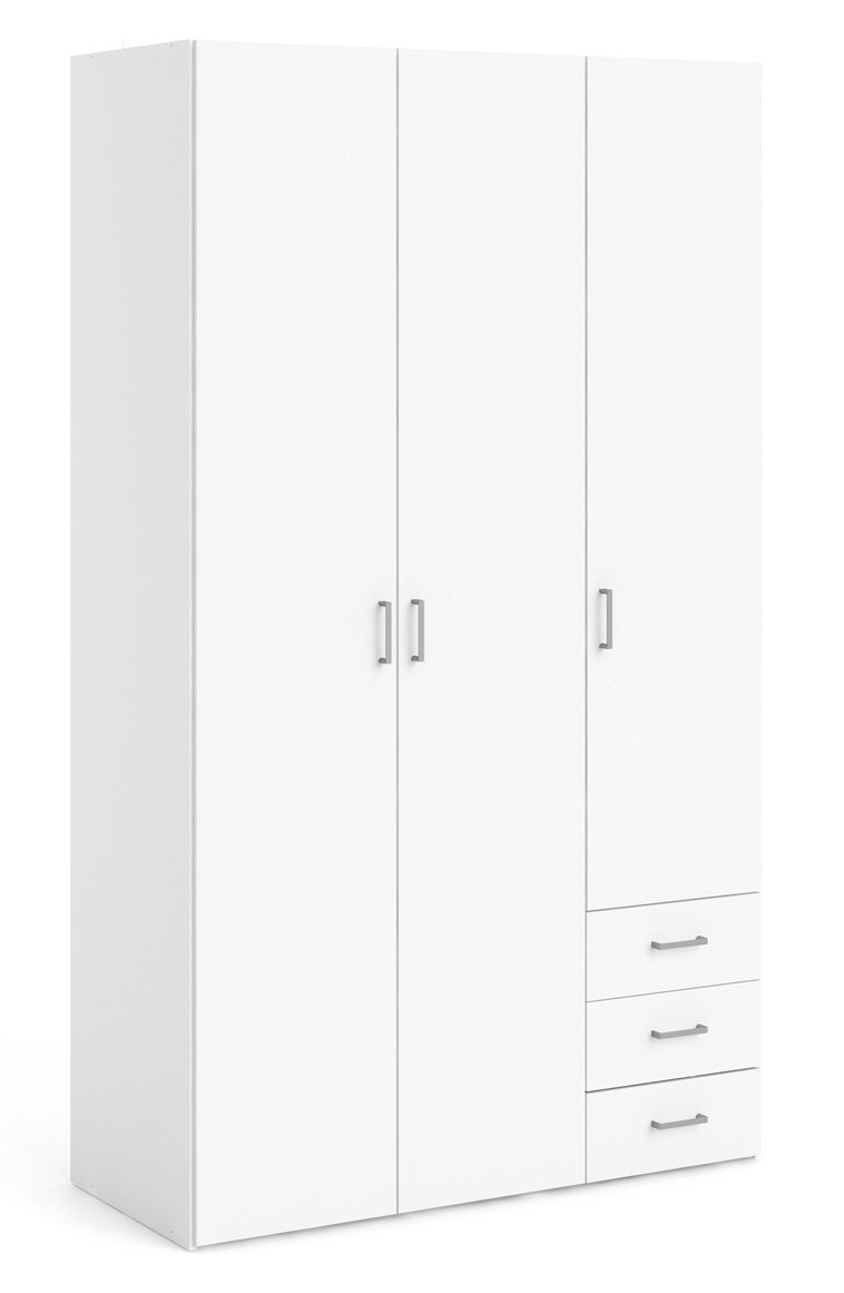 Saga 200 garderobeskab 115 cm bredt, 3 døre, 4 hylder og 3 skuffer, Garderobeskabe hos HomeNordic