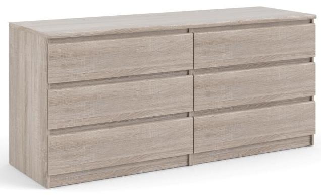 Nibe 150 cm bred kommode trøffel look med 2 x 3 skuffer., Kommoder hos HomeNordic
