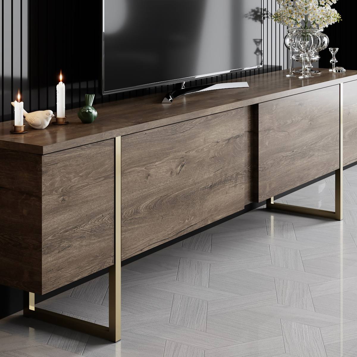 NORDVÄRK Luxe TV-bord, m. låger, produktbillede 3 af 6, TV-borde hos HomeNordic