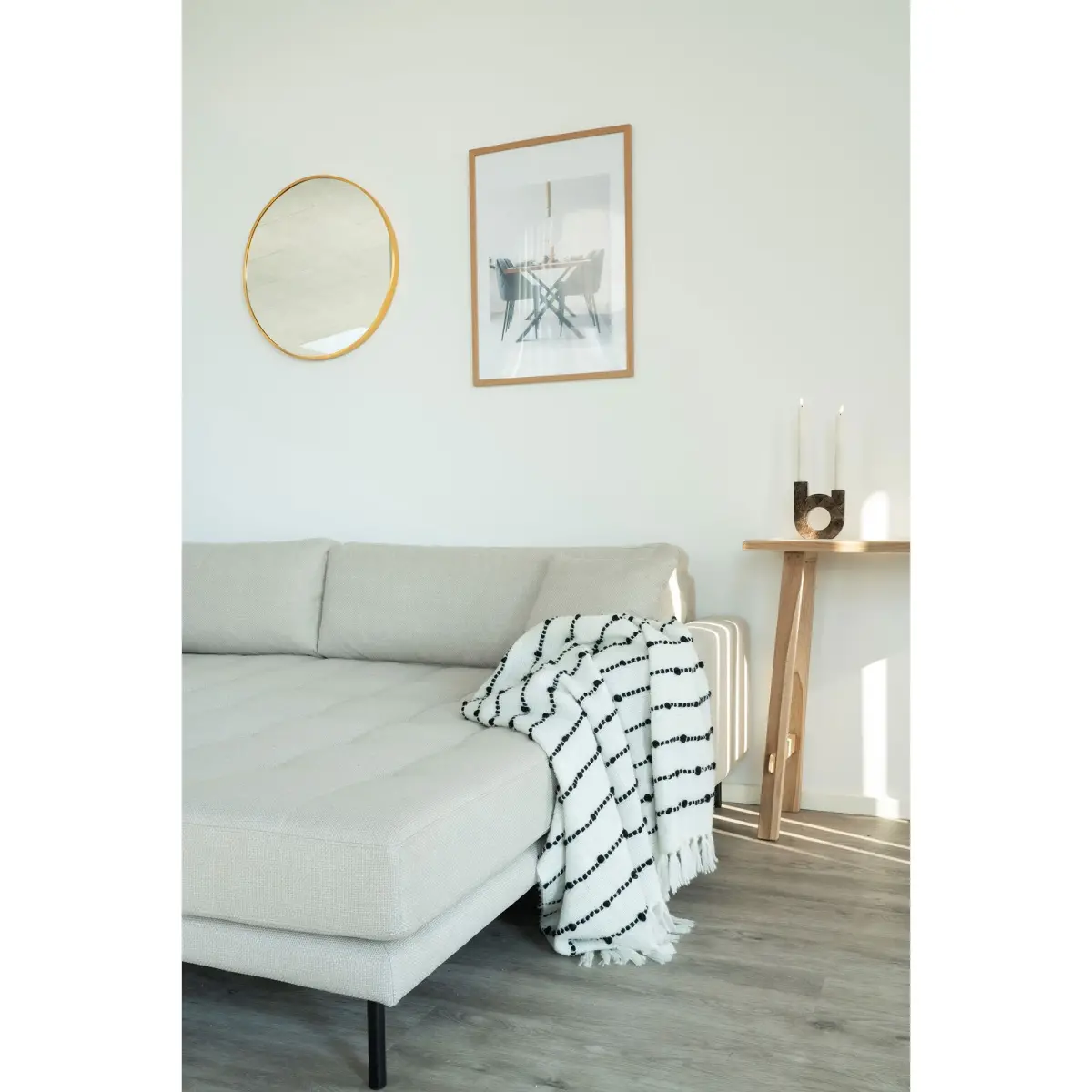 Lido Loungesofa - Loungesofa, Højrevendt I Beige Med Fire Puder Og Sorte Stål Ben, Hn1025 – billede 6