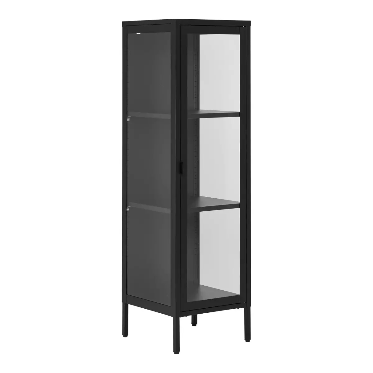 Brisbane Smalt Vitrineskab - Smalt Vitrineskab, 1 Glaslåge, Stål, Sort 40X35X140 Cm – billede 2