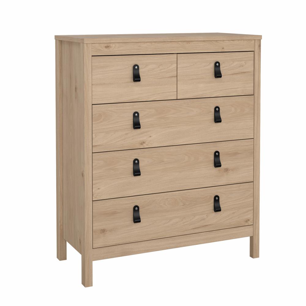 Lund kommode 5 skuffer 80 cm bred fås i flere farver Natur, Kommoder hos HomeNordic
