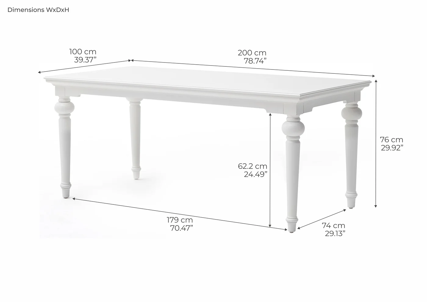 NOVASOLO PROVENCE KLASSISK HVID SPISEBORD, produktbillede 2 af 6, Spiseborde hos HomeNordic
