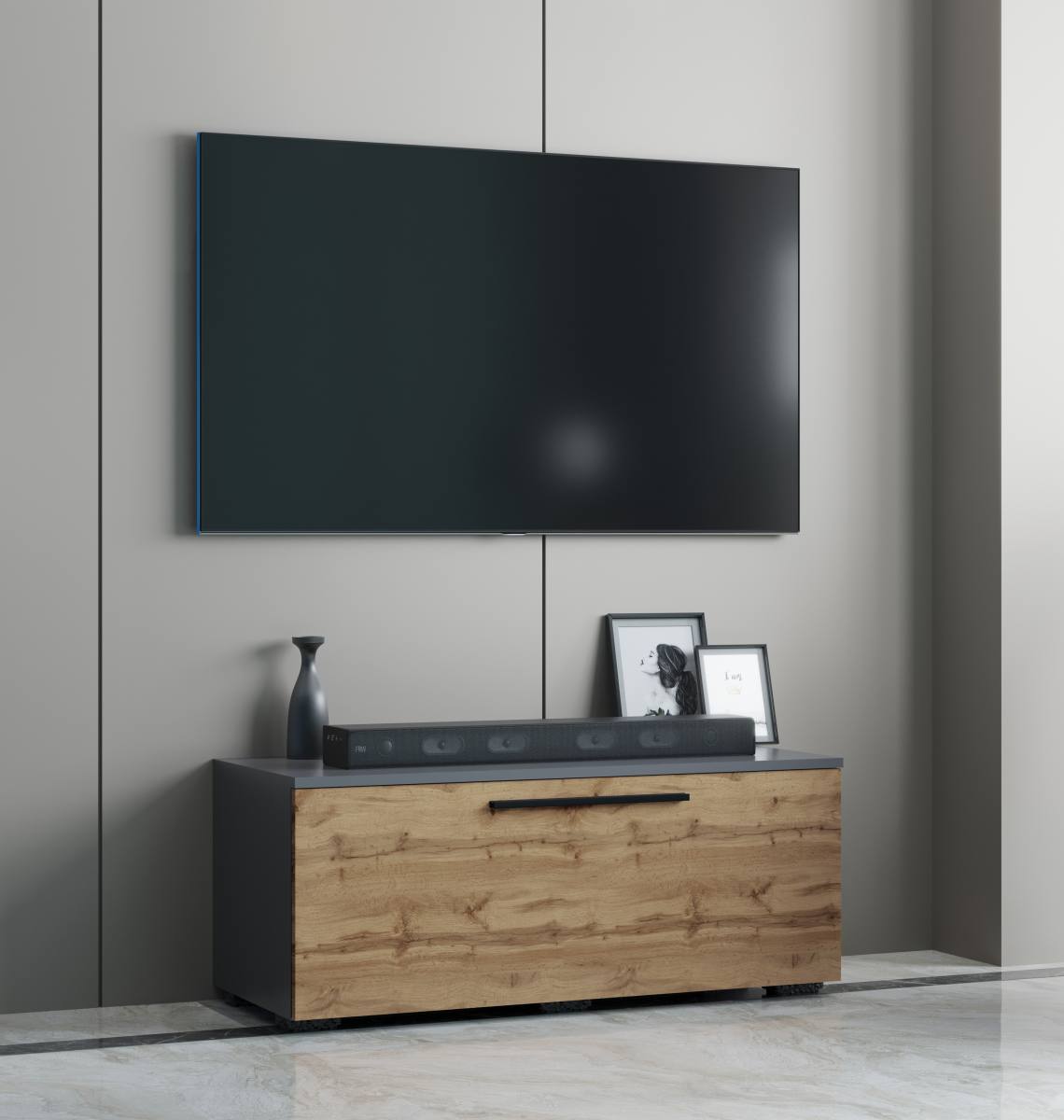 VCM NORDIC Arila S TV-bord, m. 1 låge og 2 rum, produktbillede 4 af 5, TV-borde hos HomeNordic