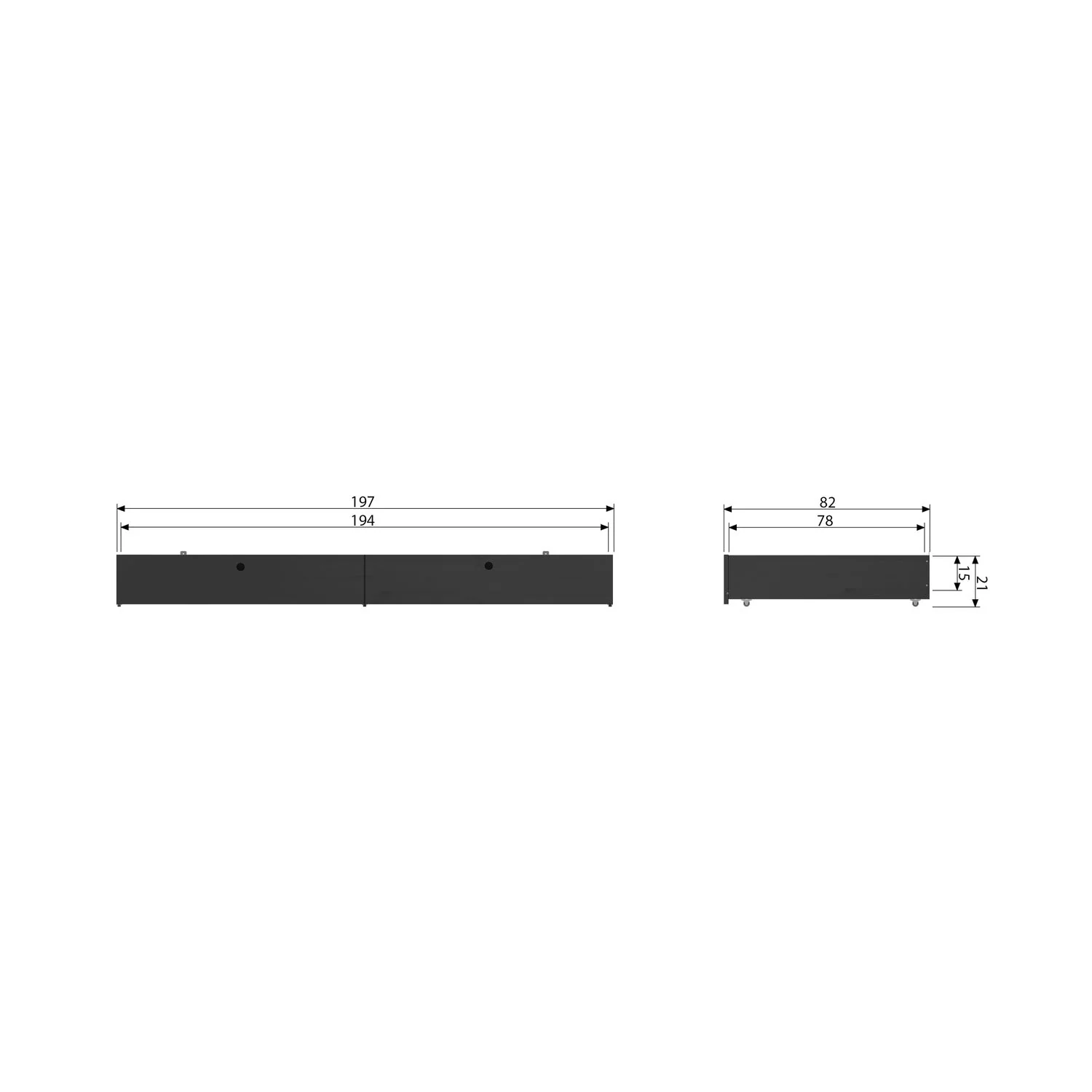 WOOOD - Joep Sengeskuffe Fyrretræ Sort FSC 20x197x82 cm, produktbillede 4 af 4 hos HomeNordic