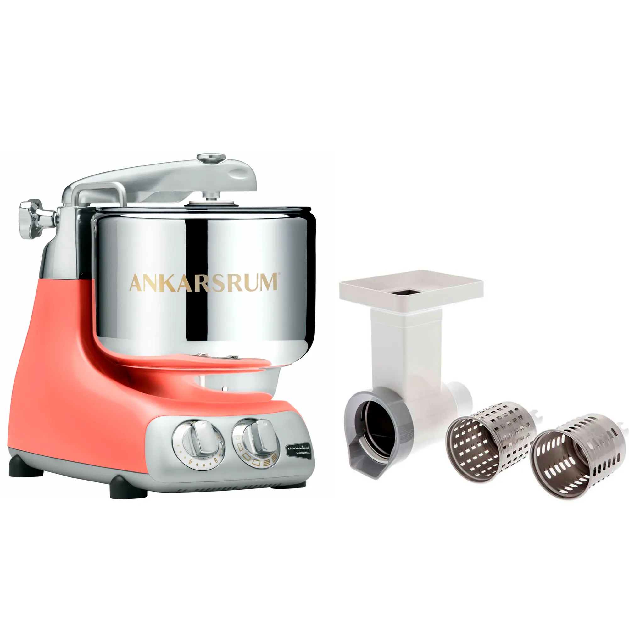 Ankarsrum Assistent Original AKM6230 Coral Crush + Grøntsagssnitter, Røremaskiner hos HomeNordic