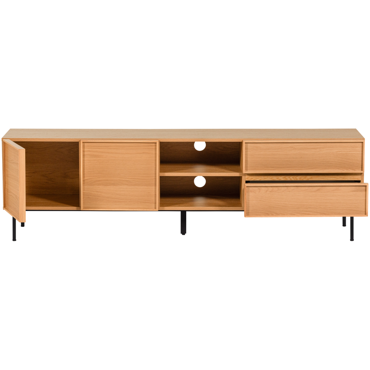 WOOOD Tours TV-bord, m. 2 låger, 1 hylde og 2 skuffer, produktbillede 3 af 8, TV-borde hos HomeNordic