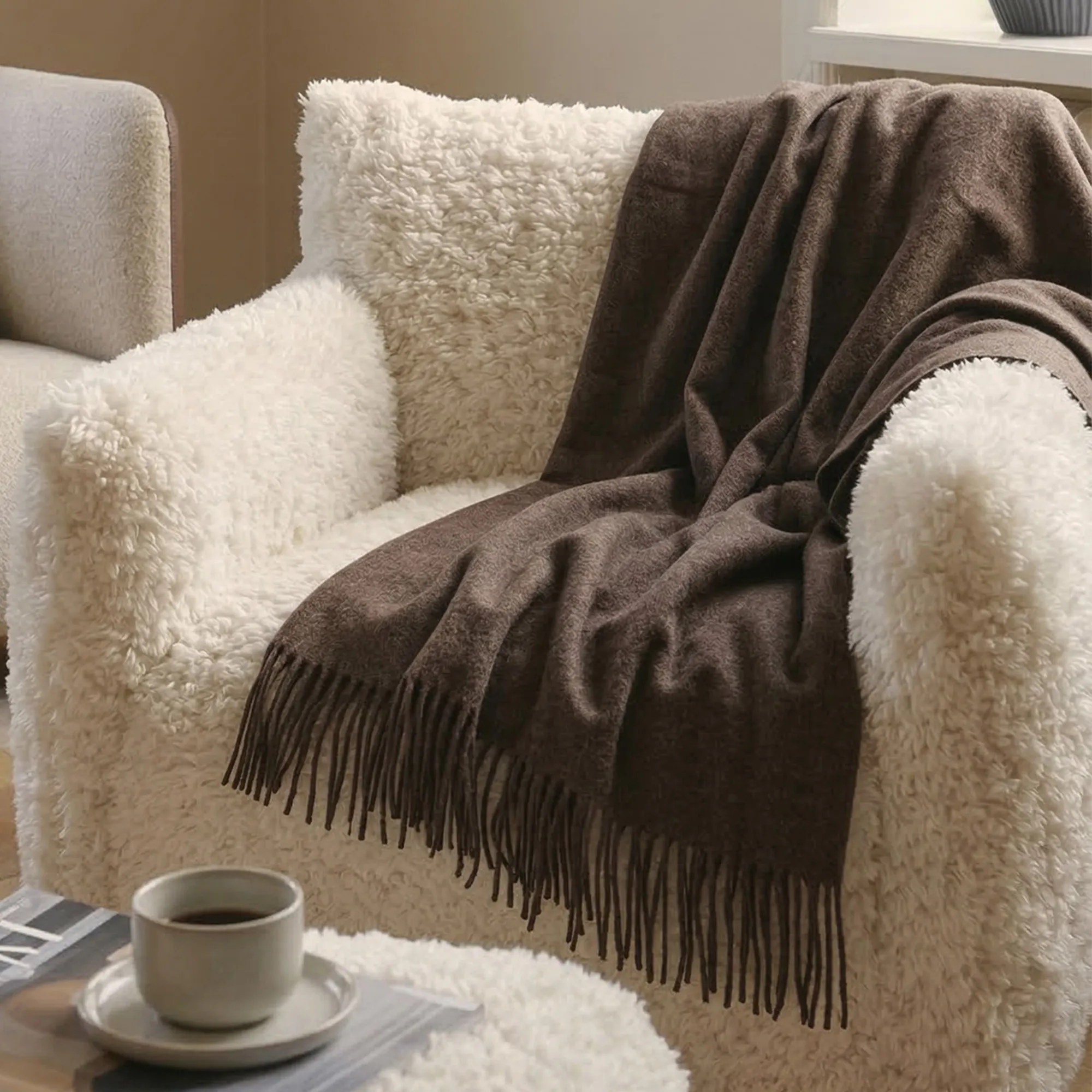 Decotique Desert-plaid i kashmir 180 x 130 cm, brun, produktbillede 2 af 2, Plaider hos HomeNordic