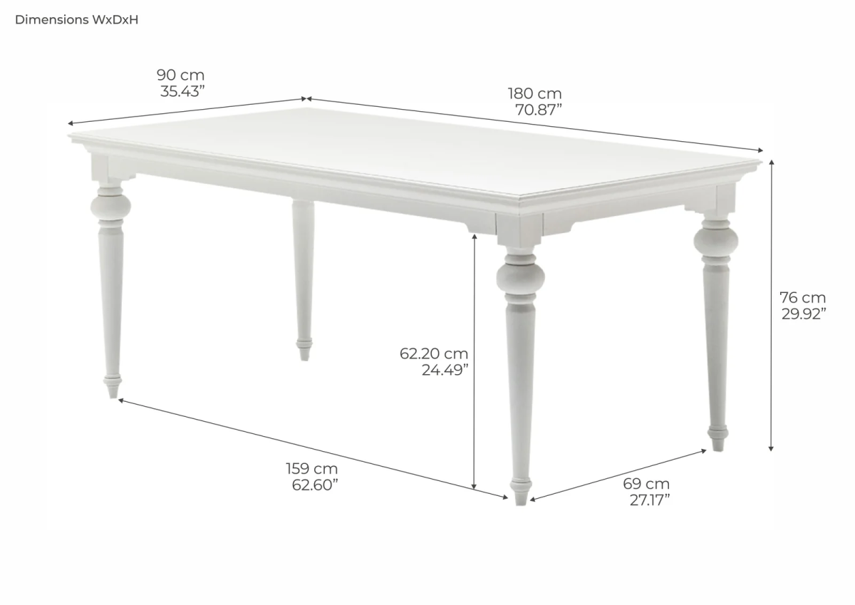 NOVASOLO PROVENCE SPISEBORD HVID, produktbillede 3 af 7, Spiseborde hos HomeNordic