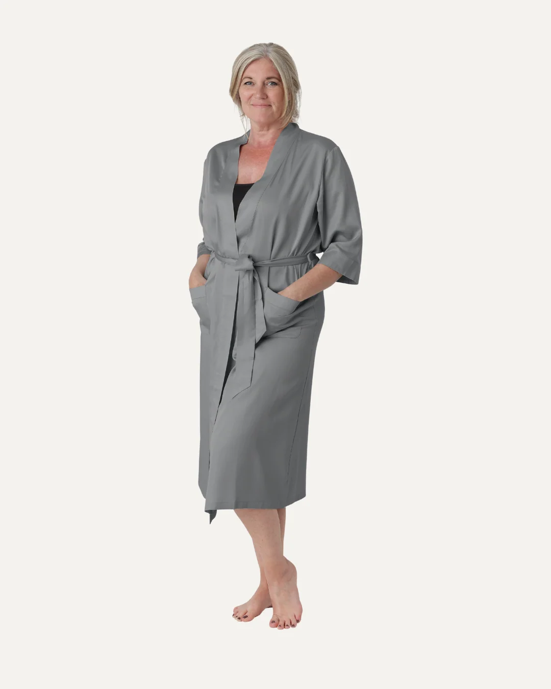 Bambus kimono | Lang damemodel | Light grey | XL, Badekåber hos HomeNordic