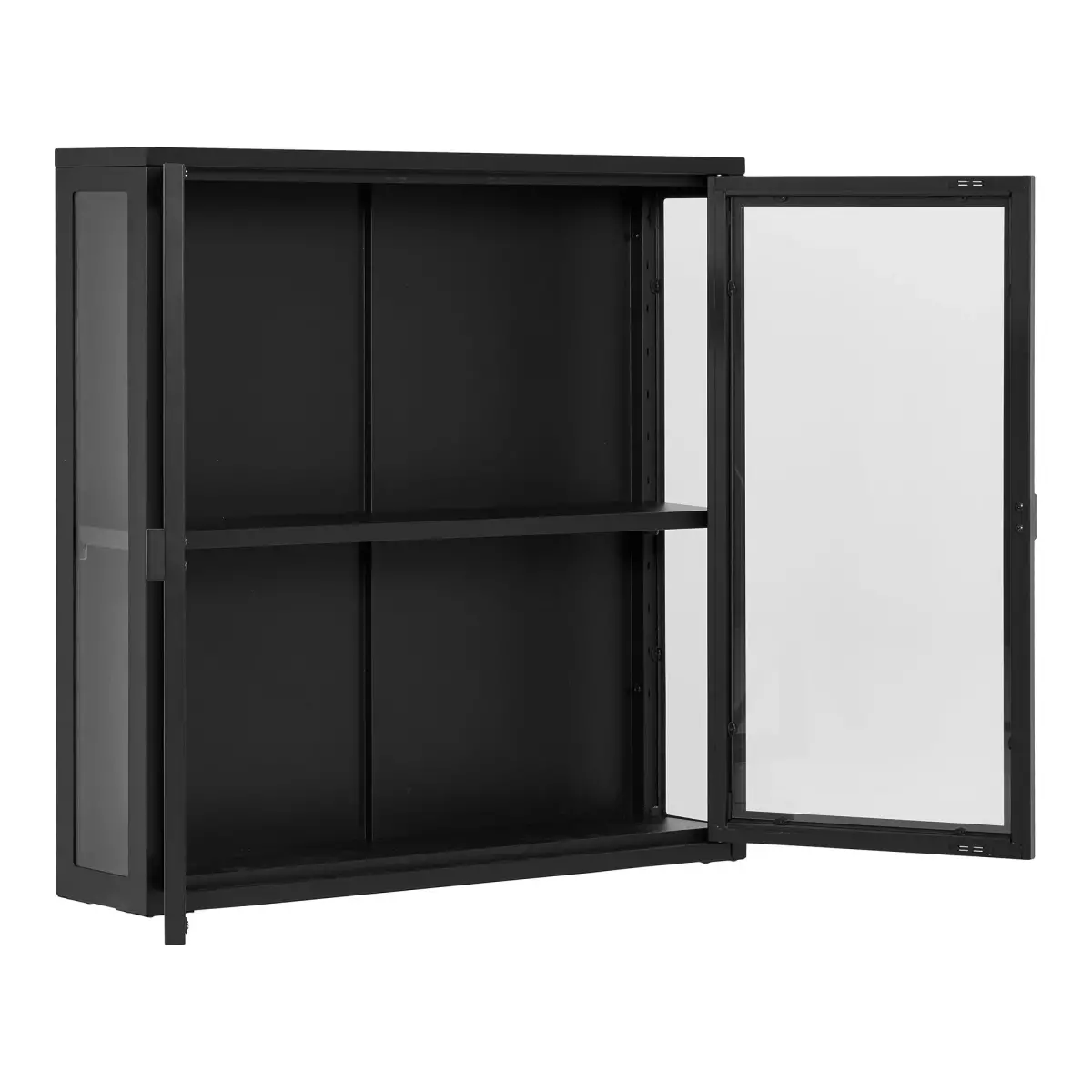 Brisbane Hængende Vitrineskab - Hængende Vitrineskab, 2 Glaslåger, Stål, Sort 80X18X80 Cm – billede 4