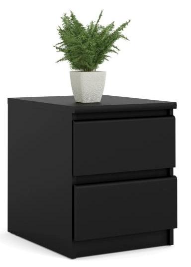 Nibe 40 cm bredt natbord i mat sort med 2 skuffer., Sengeborde hos HomeNordic