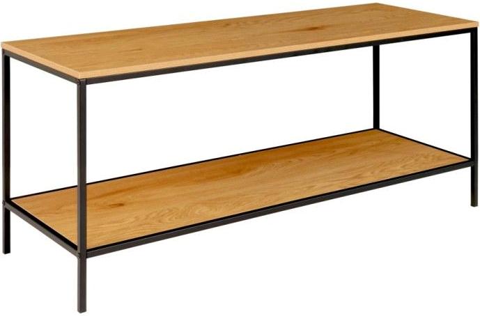 Valencia TV bord 100 x 36 cm i sort metalstel og med hylder i egelook., TV-borde hos HomeNordic
