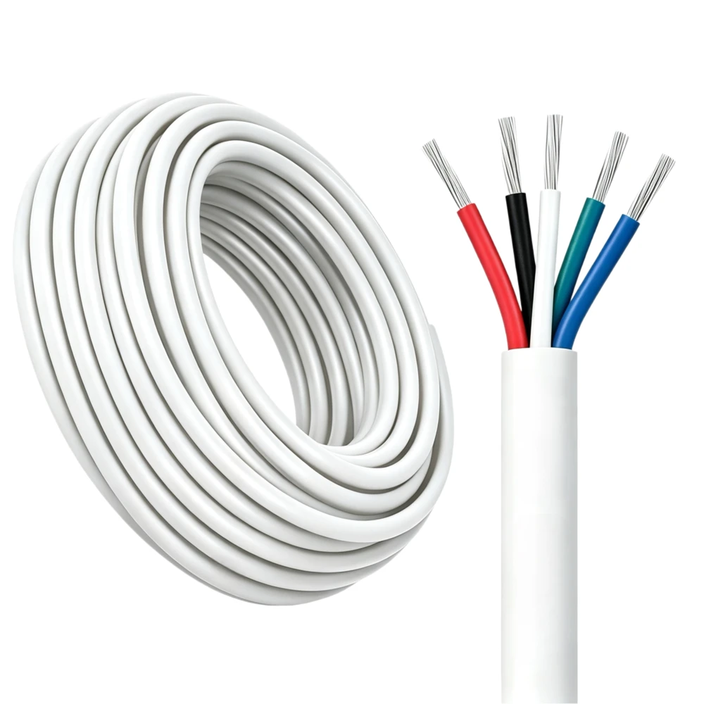 100m RGBW kabel, hvid rund, LED-strips hos HomeNordic