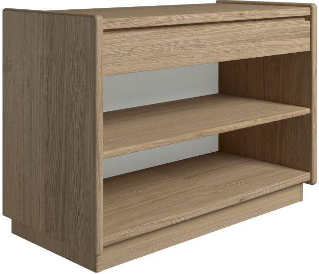 Krone 80 cm bredt sengebord i olieret egefiner med 1 skuffe og 1 hylde, Sengeborde hos HomeNordic