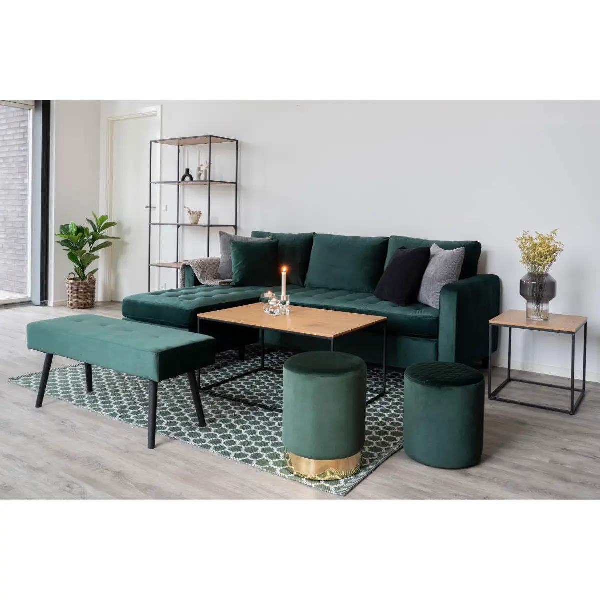 Firenze Sofa - Sofa I Velour, Mørkegrøn Med Sorte Træben, Hn1006 – billede 6