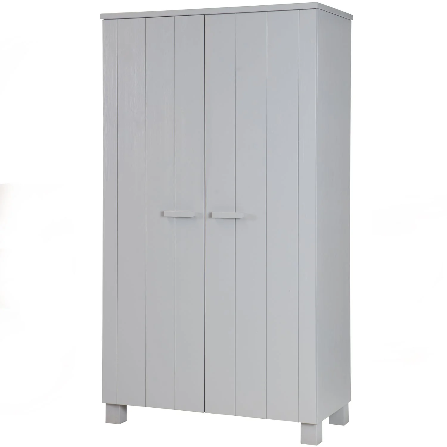 WOOOD - Dennis Garderobeskab Fyrretræ Betongrå FSC 202x111x55 cm, produktbillede 4 af 6, Garderobeskabe hos HomeNordic