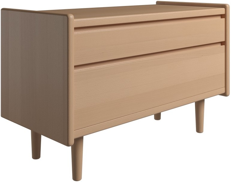 Krone sengebord i bøgefiner 80 cm bred med 2 skuffer, Sengeborde hos HomeNordic