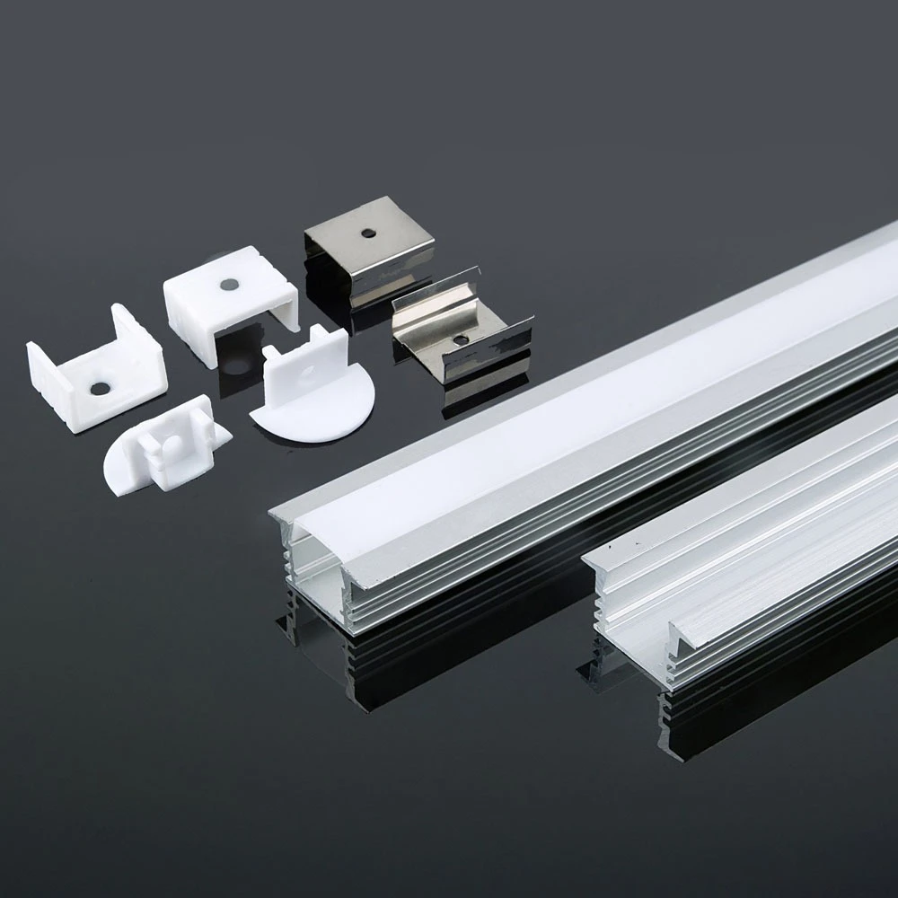 2m indbygningsprofil i aluminium med mælkehvidt cover, LED-strips hos HomeNordic