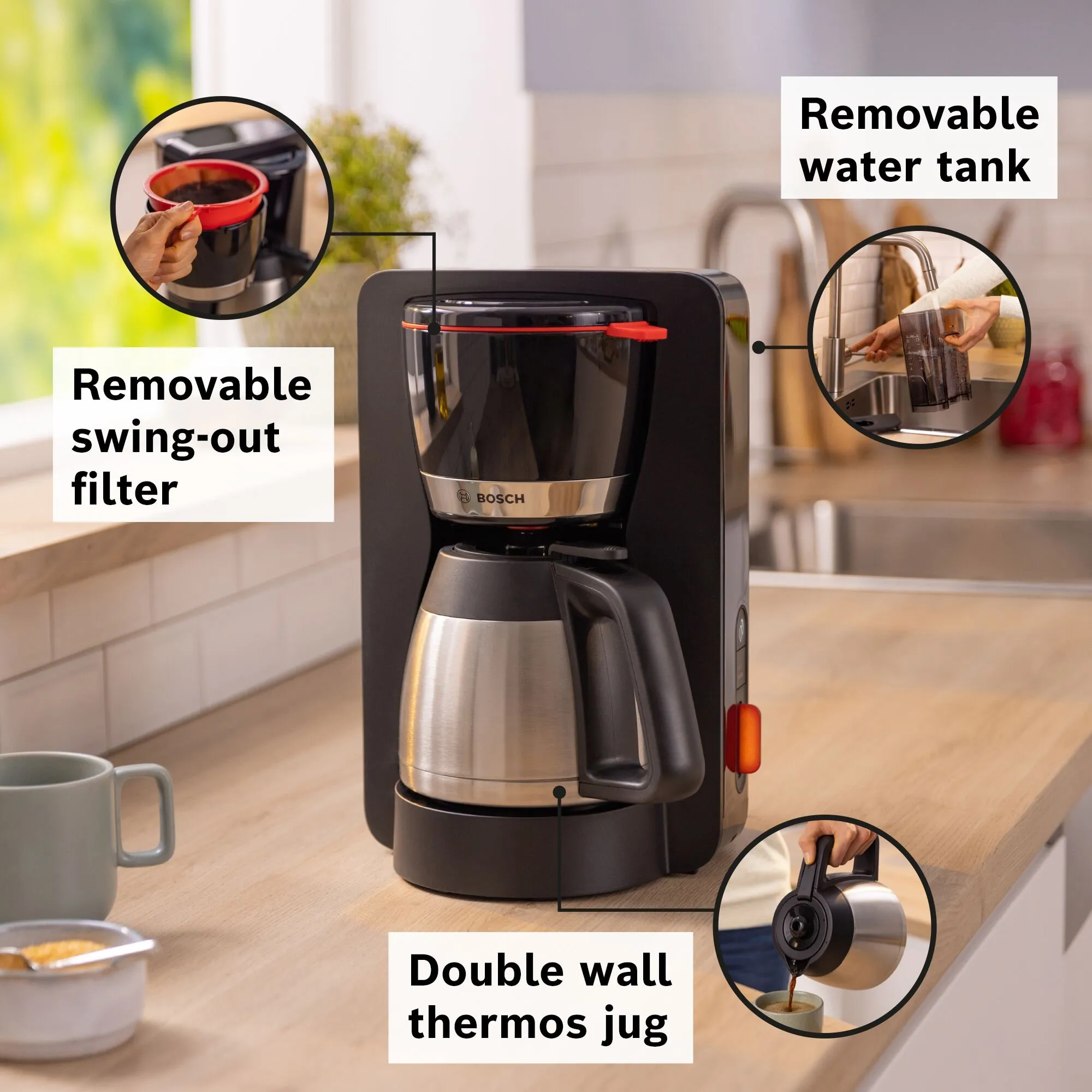 MyMoment Kaffemaskine med termokande, sort, produktbillede 6 af 10, Kaffemaskiner hos HomeNordic