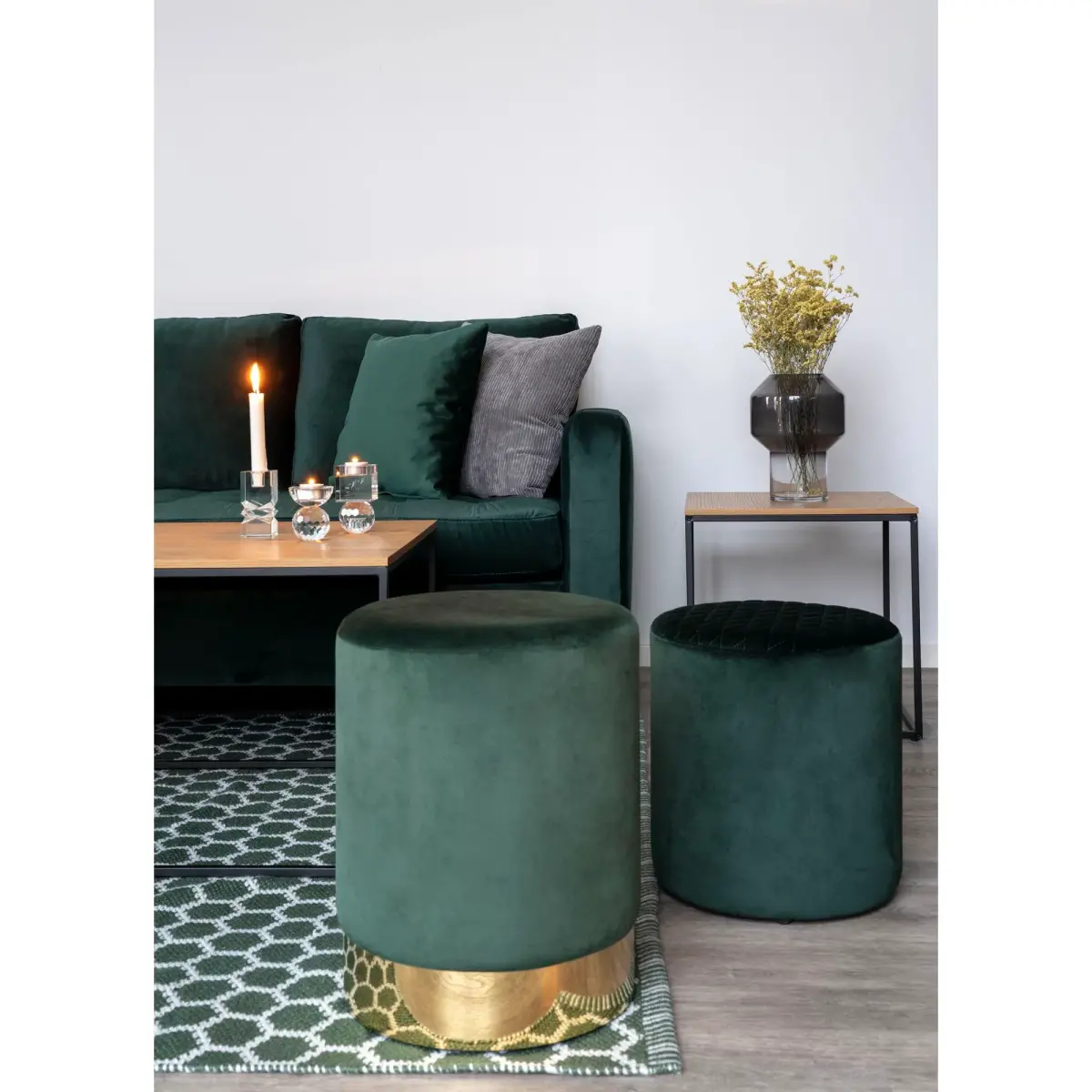 Firenze Sofa - Sofa I Velour, Mørkegrøn Med Sorte Træben, Hn1006 – billede 7