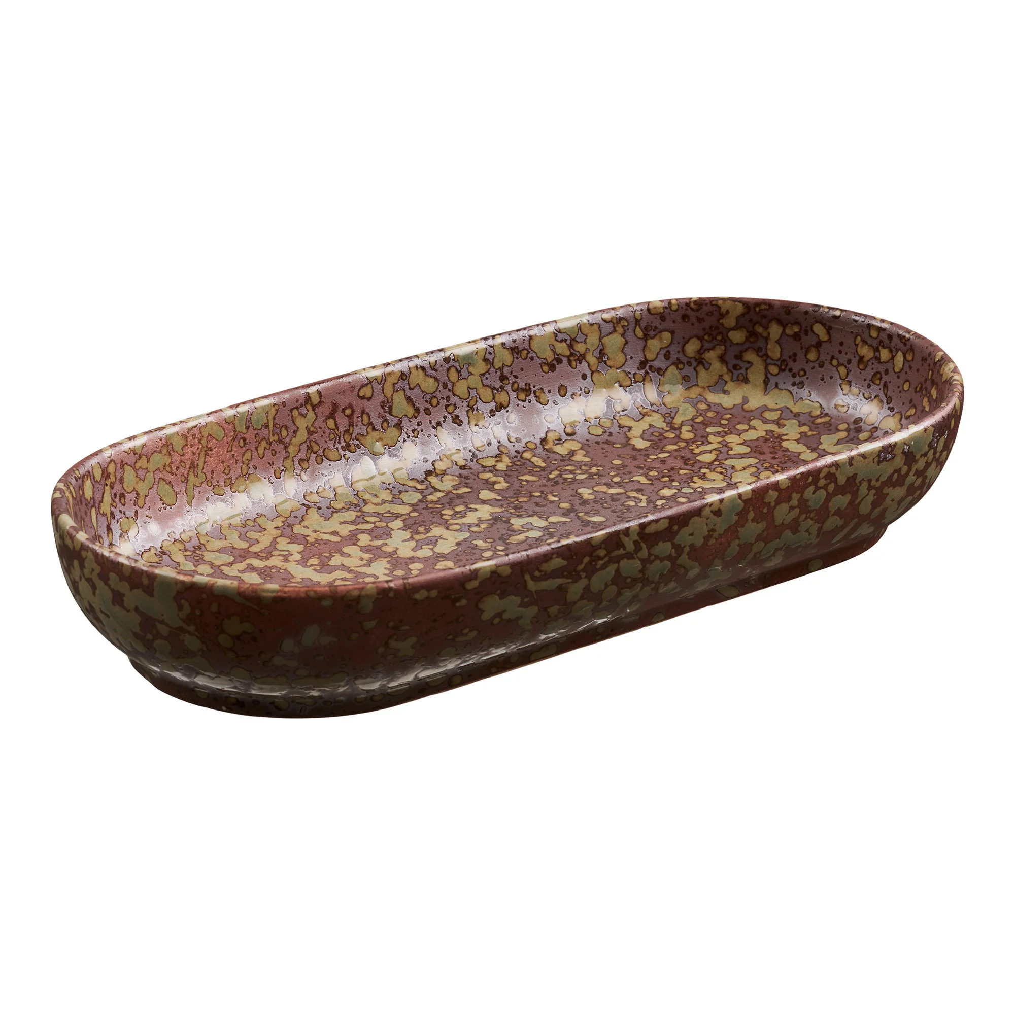 Fad - Fad, Keramik, Mørkebrun/Mørk Skov Grøn, 11X23,5X3,5 Cm, Servering hos HomeNordic