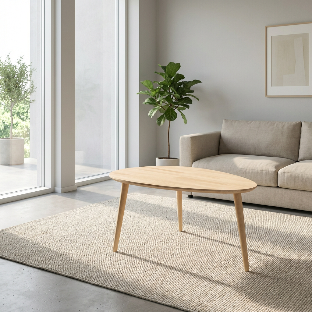 CT 10 - Sofabord i massiv bøg med dråbeform og størrelse 74 x 55 cm, Nordisk design hos HomeNordic