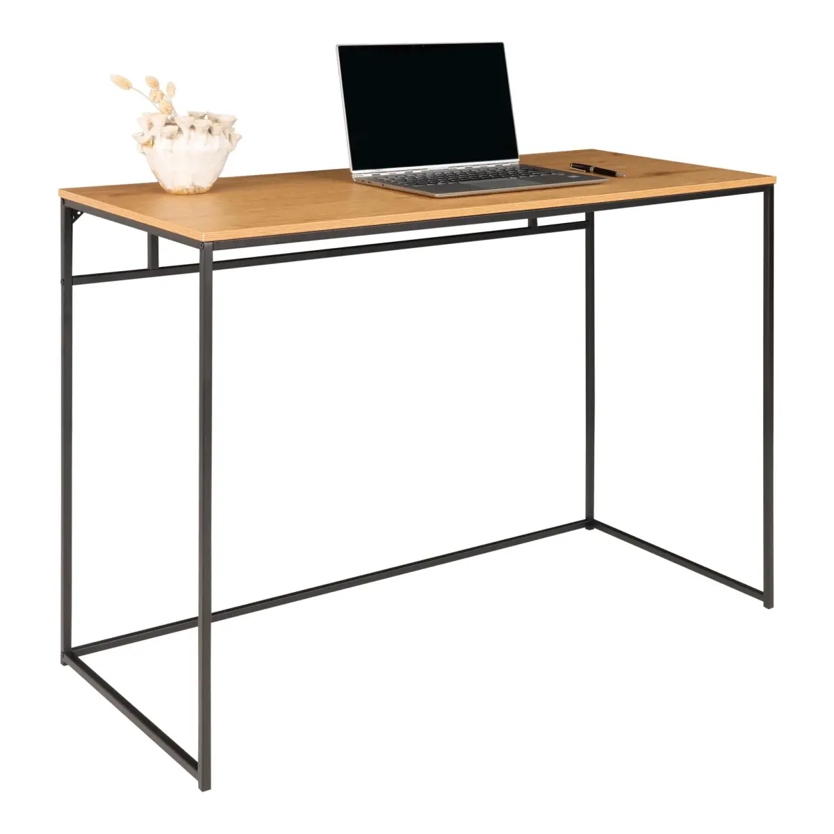 Vita - Skrivebord med sort ramme og egetræslook bordplade 100x45x75 cm, produktbillede 5 af 5, Skriveborde hos HomeNordic