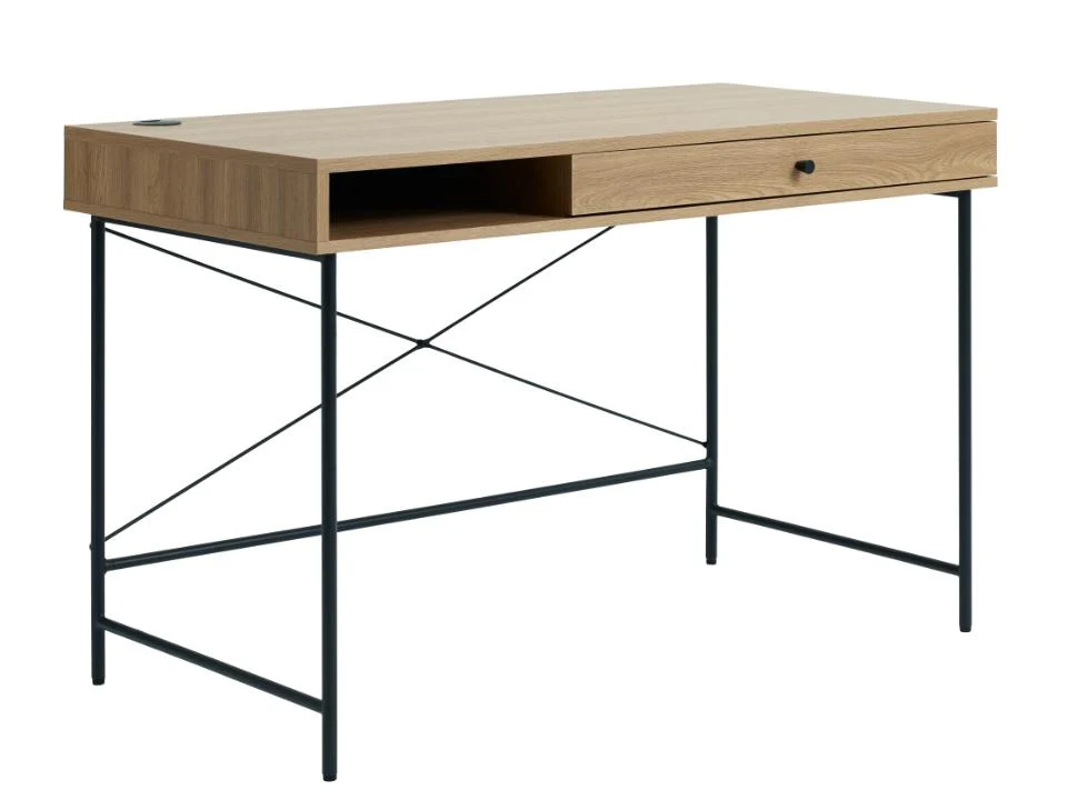 Pensacola Skrivebord, Melamin Egetræs-Look, 120x60x76 cm, produktbillede 4 af 16, Skriveborde hos HomeNordic
