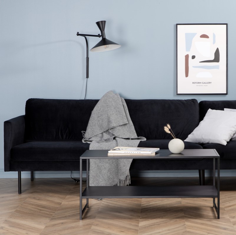 Polar - Sofa 3-personers i sort fløjl, Sofaer hos HomeNordic