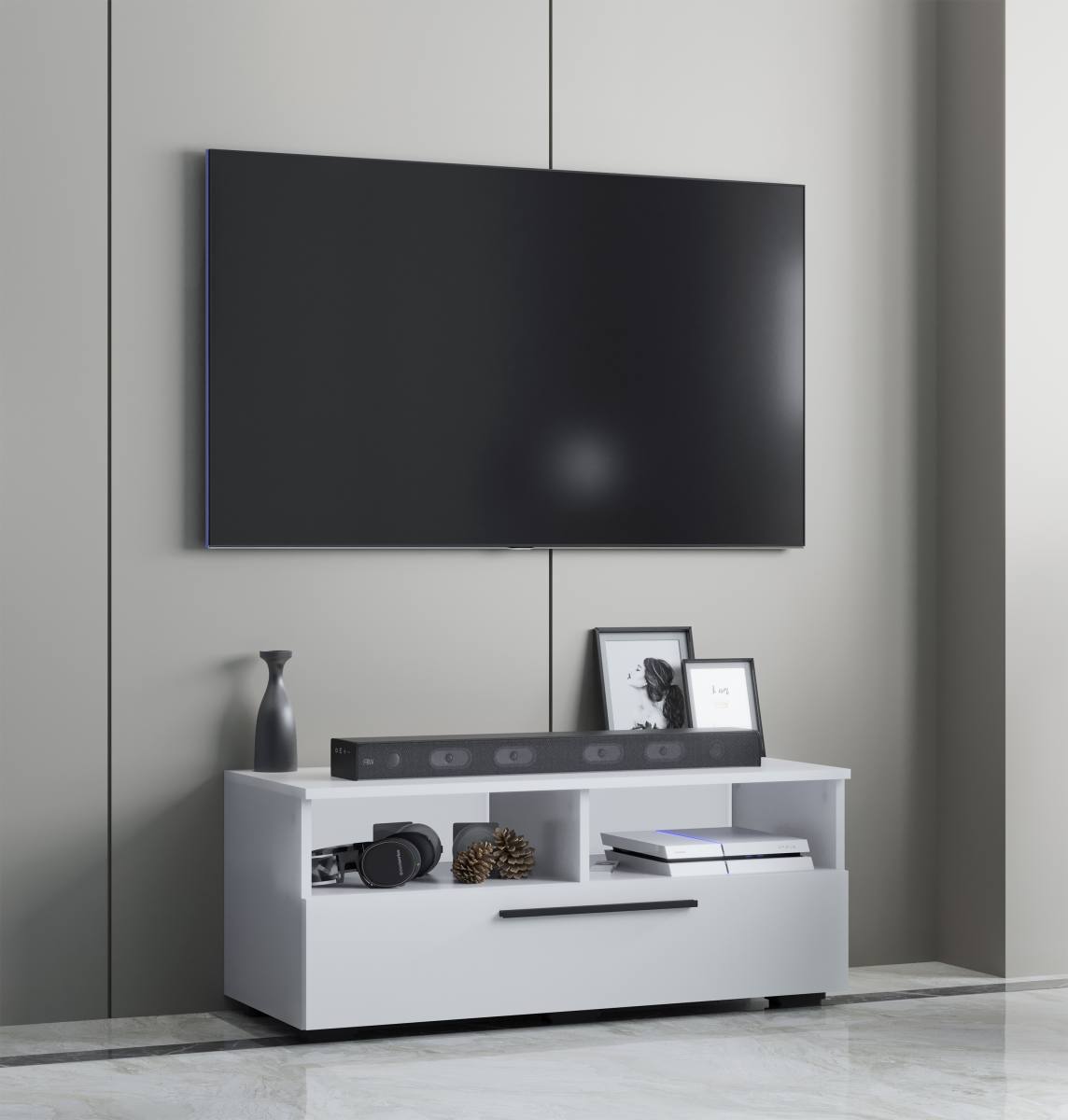 VCM NORDIC Arila L TV-bord, m. 1 låge og 4 rum, produktbillede 4 af 5, TV-borde hos HomeNordic