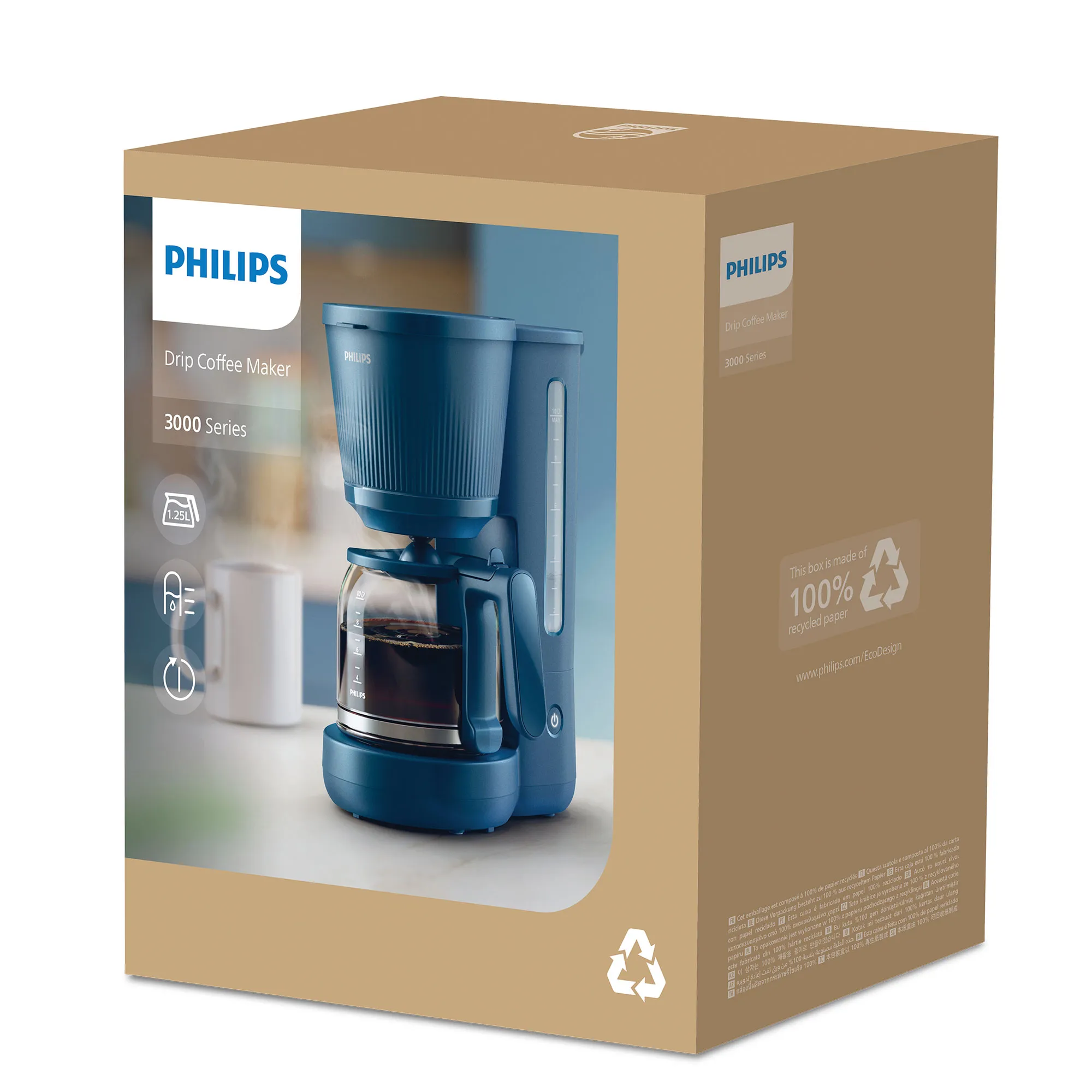 Philips HD7411/70 Kaffemaskine, blå, produktbillede 2 af 2, Kaffemaskiner hos HomeNordic