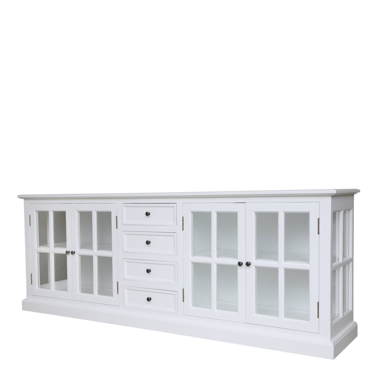 CHIC ANTIQUE MARSEILLE VITRINE/SKÆNK MED 4 LÅGER/4 SKUFFER HVID, Vitrineskabe hos HomeNordic
