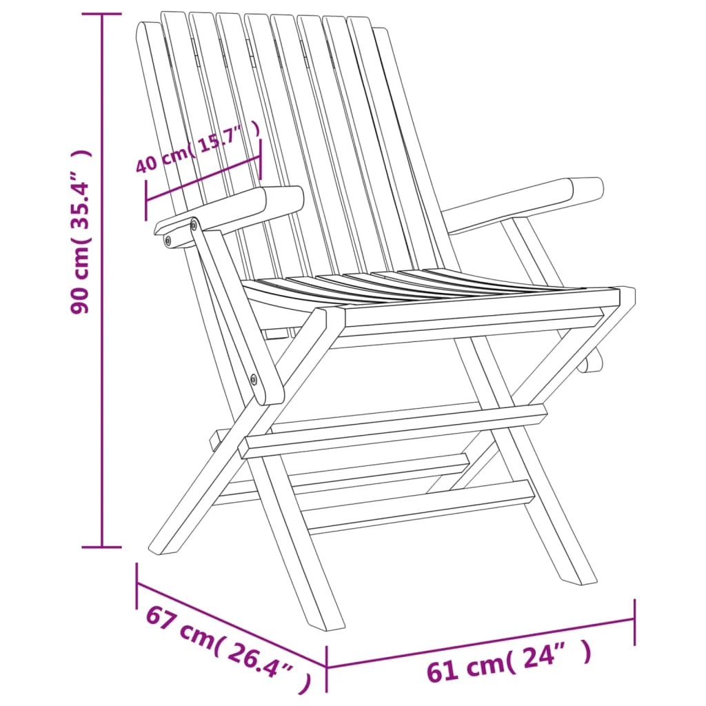 Havestole 61x67x90 Cm Foldbare Massivt Teaktræ, produktbillede 8 af 15, Havestole i teaktræ hos HomeNordic