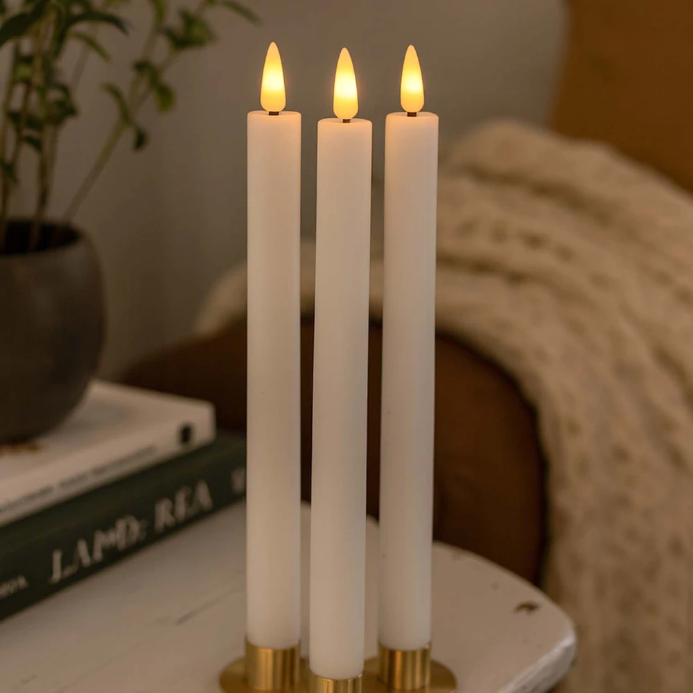 3-pak hvide LED stearinlys, flammeeffekt, Batterier hos HomeNordic